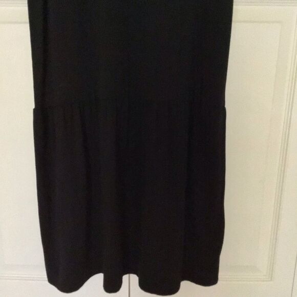 Eileen Fisher BLACK Tencel Jersey Drop Waist Mini Dress - Picture 5 of 9